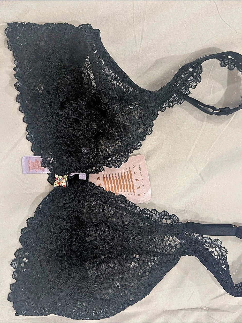 Savage X Fenty Bling Floral Lace Unlined Bra Black